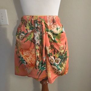 Zara Tropical Peach Tie Skirt